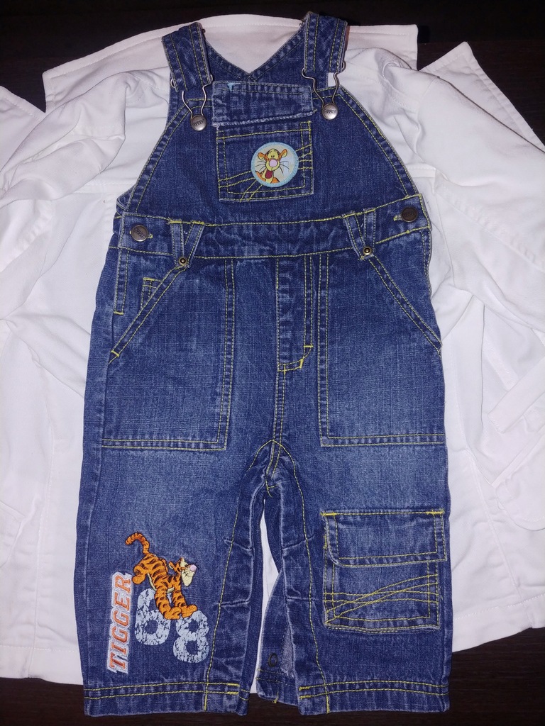 Disney spodnie jeans ogrodniczki 6-9msc