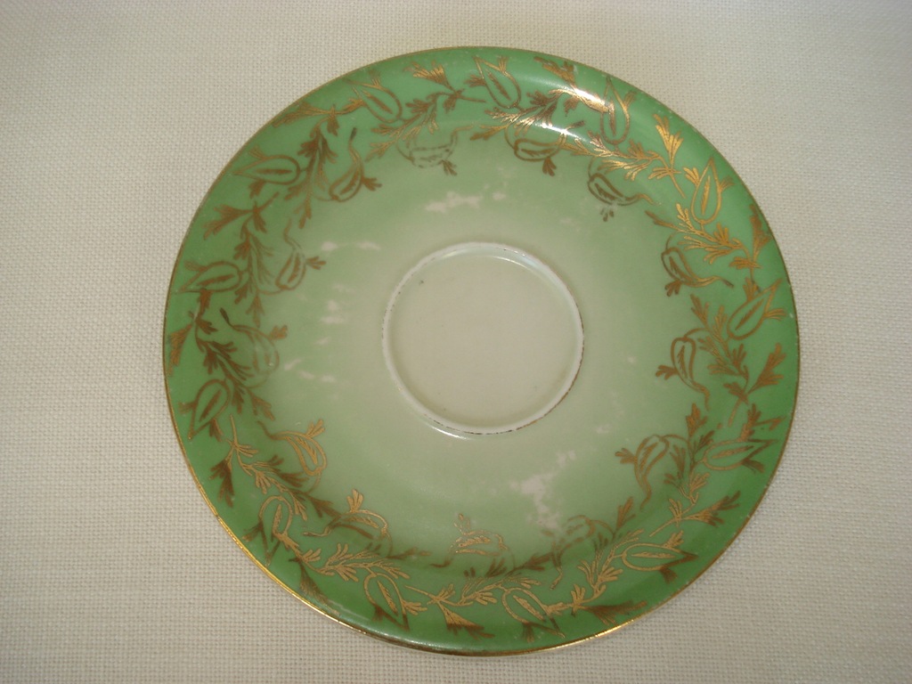GKC stary talerzyk zielono-złoty 14,6 cm