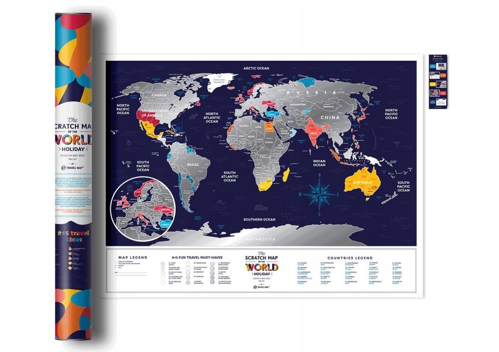 MAPA ZDRAPKA ŚWIAT TRAVEL MAP HOLIDAY WORLD