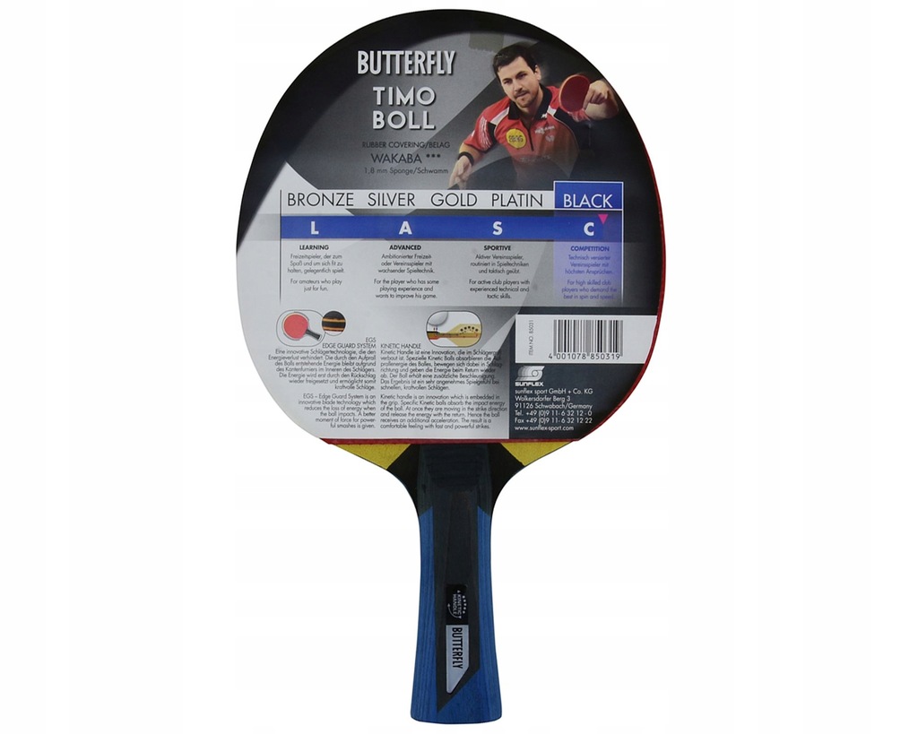 Купить Ракетка Butterfly Timo Boll Black +6 мячей: отзывы, фото, характеристики в интерне-магазине Aredi.ru