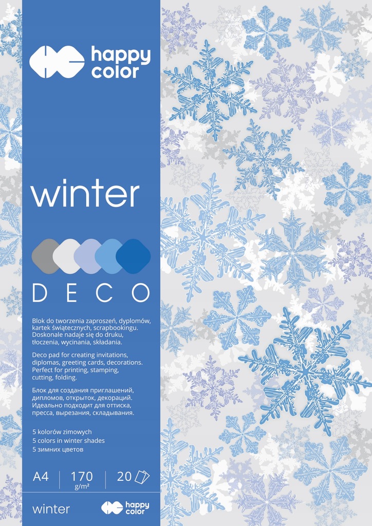 Blok Happy Color Deco Winter A4 5 kolorów 20 arkus