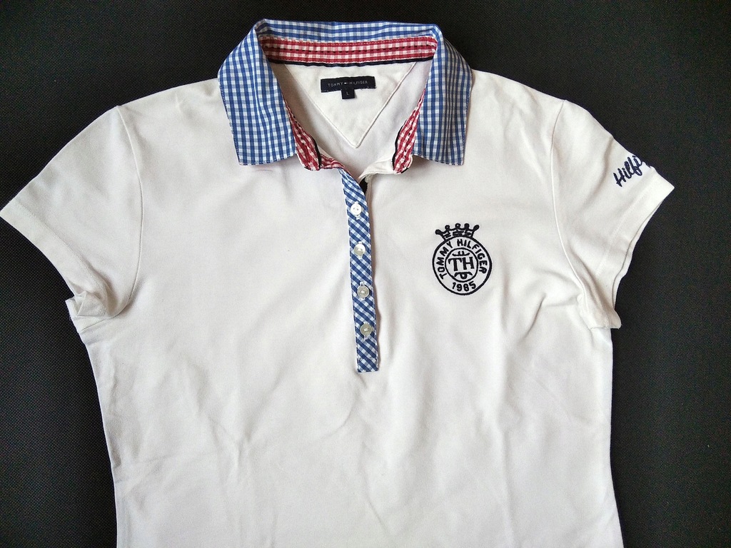 polo - TOMMY HILFIGER - L - biała - logo - EXTRA