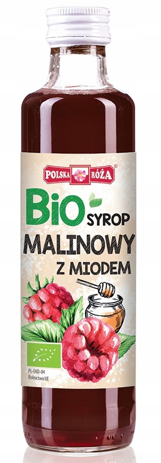 SYROP MALINOWY SŁODZONY MIODEM BIO 250 ml - POLSKA RÓŻA