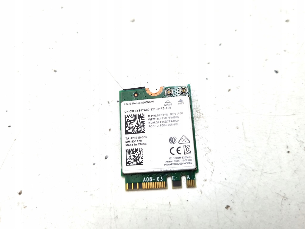 Carte Wi-Fi Intel Dual Band 8265NGW Pour PC Portables Dell - Prise M.2 - Compatible Latitude, Precision