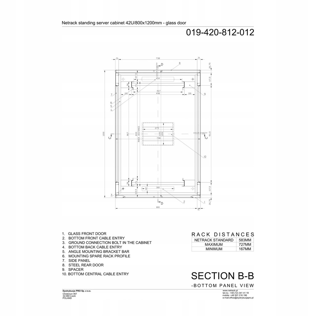 Купить Шкаф-стойка 19 дюймов 42U 800x1200 мм Черный: отзывы, фото, характеристики в интерне-магазине Aredi.ru