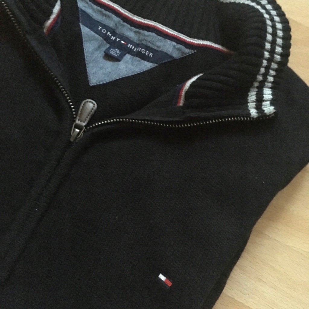 TOMMY HILFIGER Sweter Zip Czarny L/XL