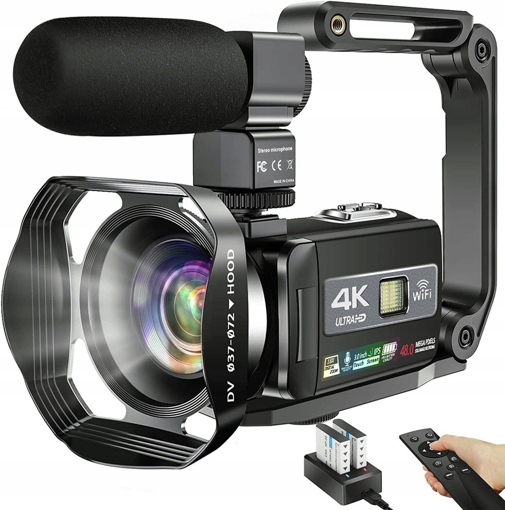 KAMERA CAMCORDER 4K UHD 48MP Z MIKROFONEM, PILOTEM