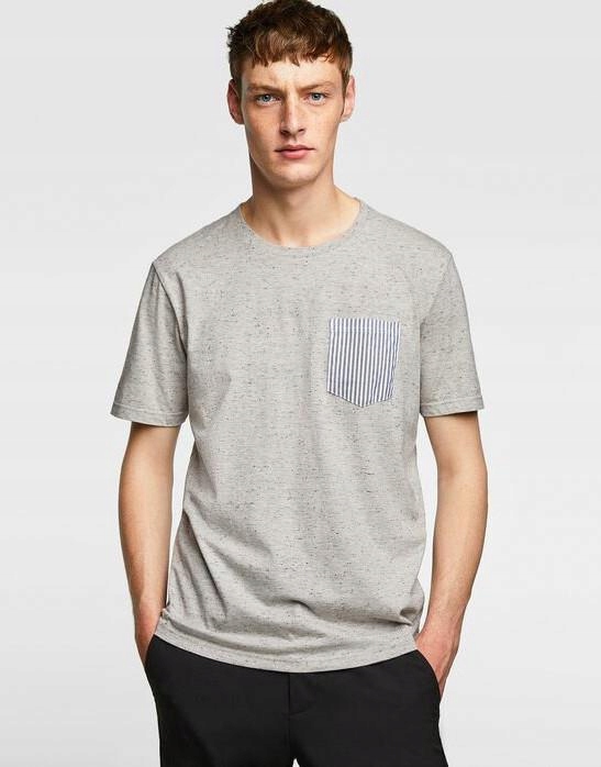 20E109 ZARA MAN __XXZ T-SHIRT KIESZEŃ PASKI__S