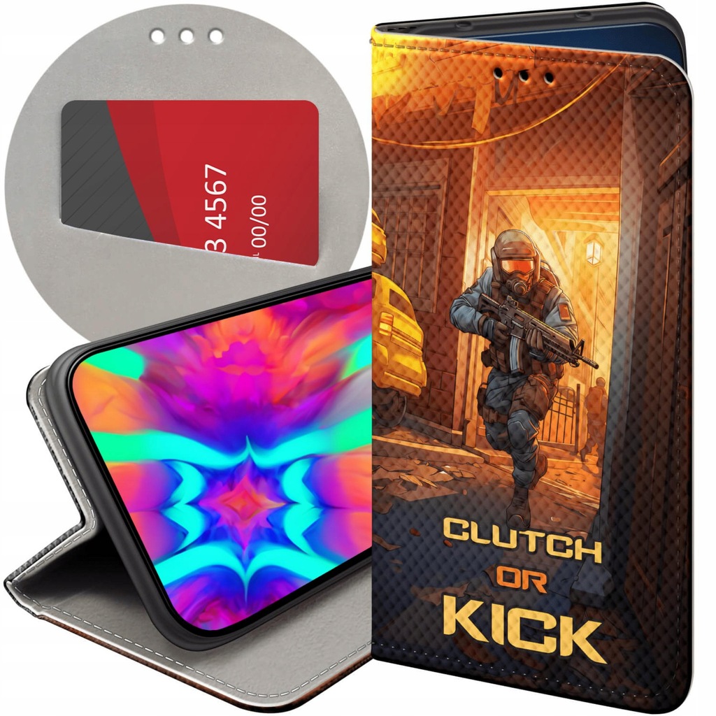 ETUI Z KLAPKĄ DO IPHONE XR WZORY CS GO COUNTER-STRIKE FUTERAŁ POKROWIEC