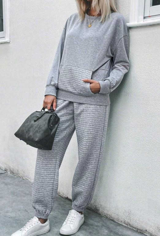 SHEIN KOMPLET DRESOWY DAMSKI SPODNIE+BLUZA SZARE XL 120