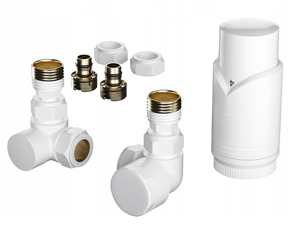 ZAWÓR TERMOSTATYCZNY KĄTOWY OSIOWY BIAŁY