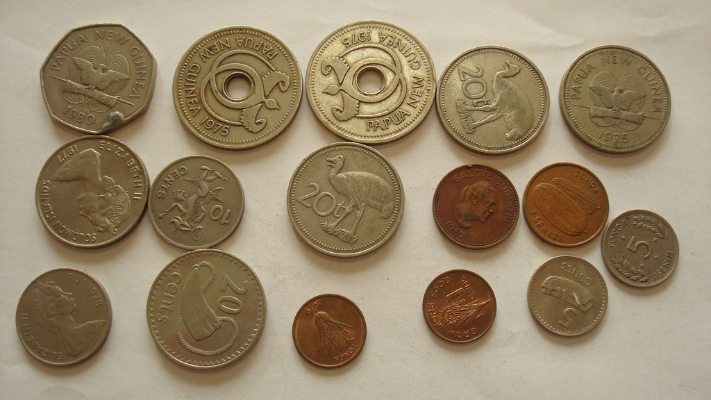 Zestaw 16 monet obiegowych Papua Nowa Gwinea