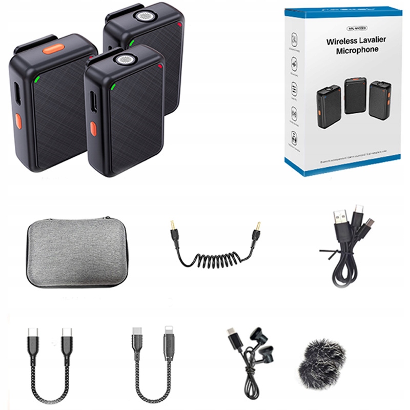 MIKROFONY BEZPRZEWODOWE APEXEL WIRELESS LAVALIER DO LUSTRZANKI IPHONE