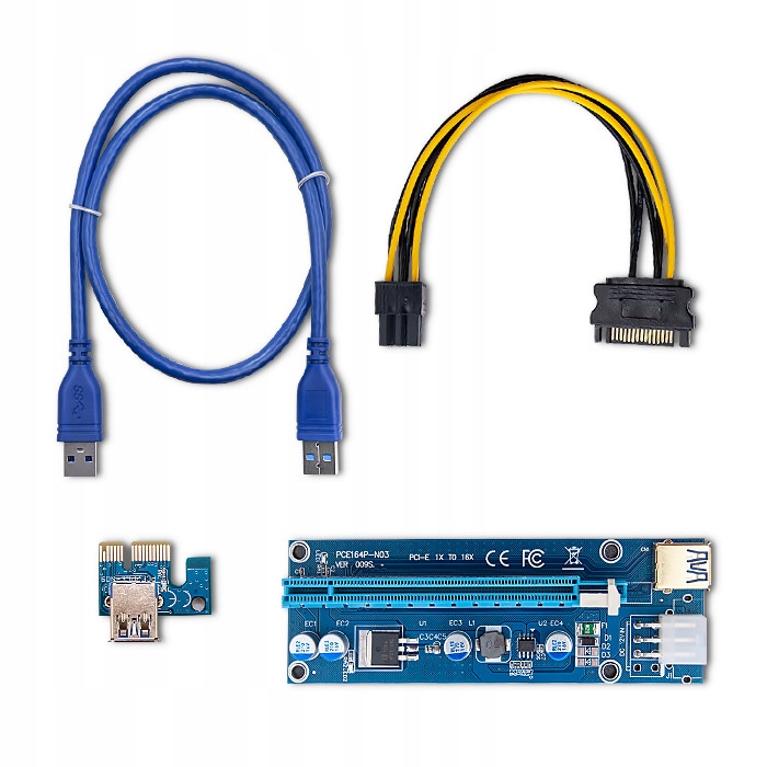 Qoltec Riser PCI-E 1x-16x USB3.0 ver. 009S SATA