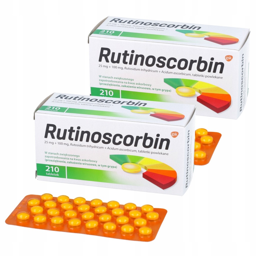 2 x Rutinoscorbin 25 mg rutozyd + 100 mg kwas askorbowy 210 tabletek