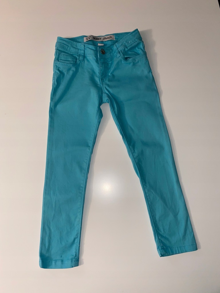 śliczne spodnie DENIM CO SKINNY 116 cm TURKUS