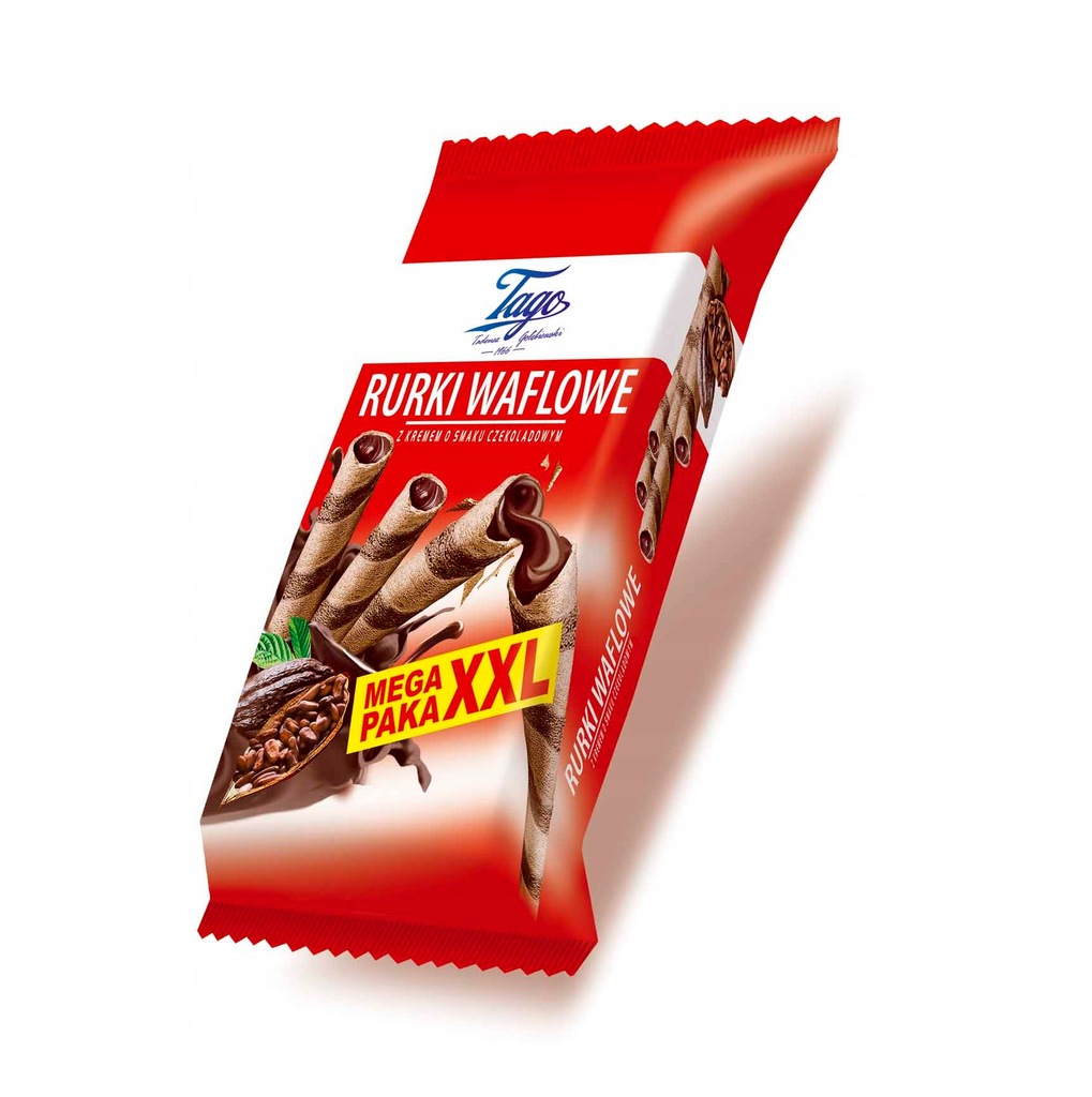 Tago Rurki waflowe z kremem o smaku czekoladowym 500 g