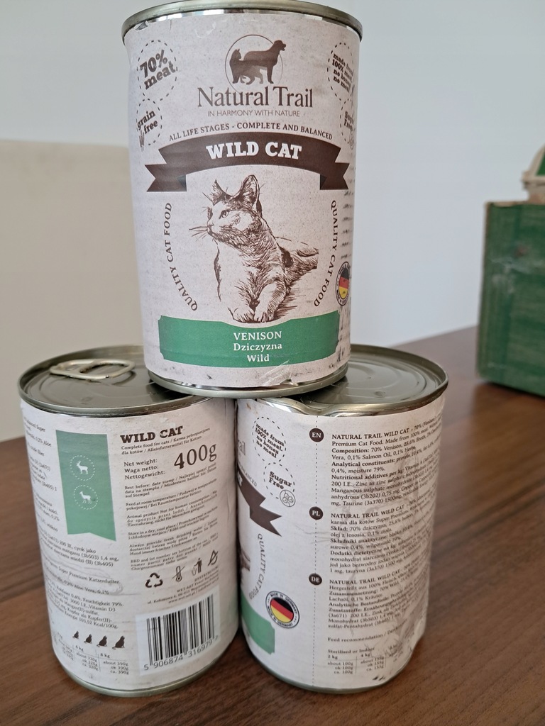 NATURAL TRAIL Wild Cat 400g dziczyzna POGNIECIONE PUSZKI