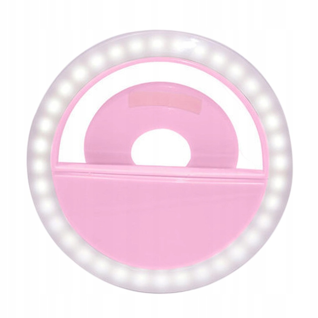 LED Selfie Loop Light USB Charging Portable Clip On Dimmable 3 Levels Pink