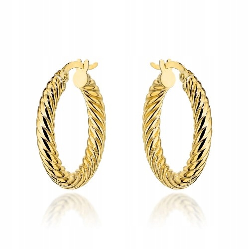 ZŁOTE KOLCZYKI 585 KÓŁECZKO PLECIONE DUŻE ANGIELSKIE M.JOPEK