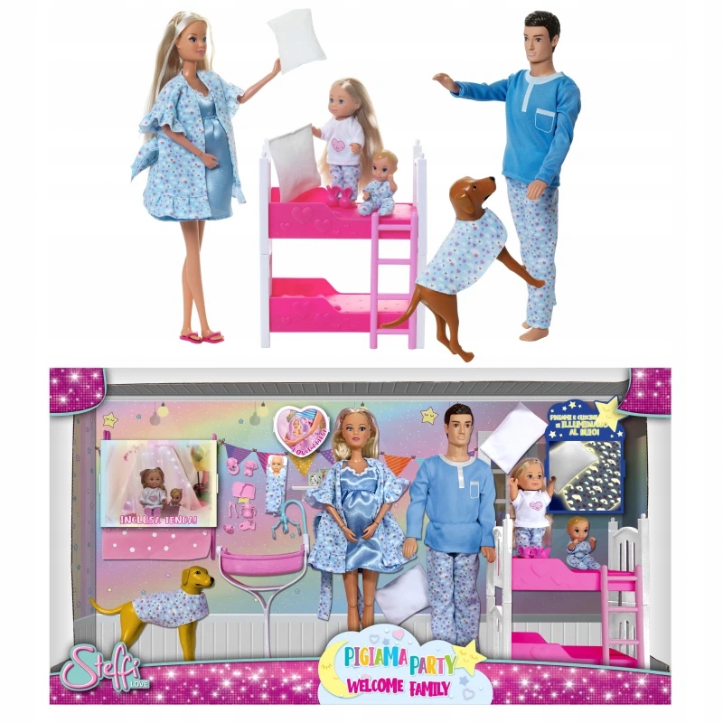 SIMBA Lalka Steffi LOVE Rodzina z dziećmi w piżamach Piżama Party Kevin