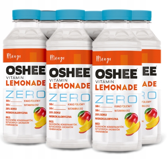 6x OSHEE ZERO Vitamin Lemonade mango 555ml