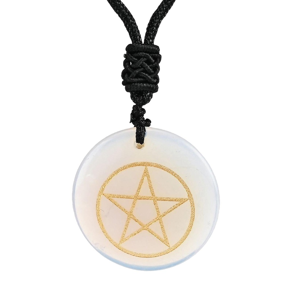 Stone Pendant Necklace Pentagram Charm Clear