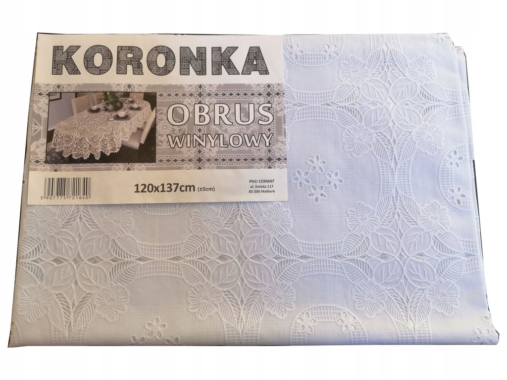 OBRUS CERATA WINYLOWY KORONKOWY 120x137cm Bieżnik