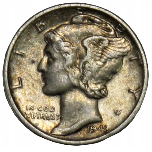 USA DIME 1943r P srebro