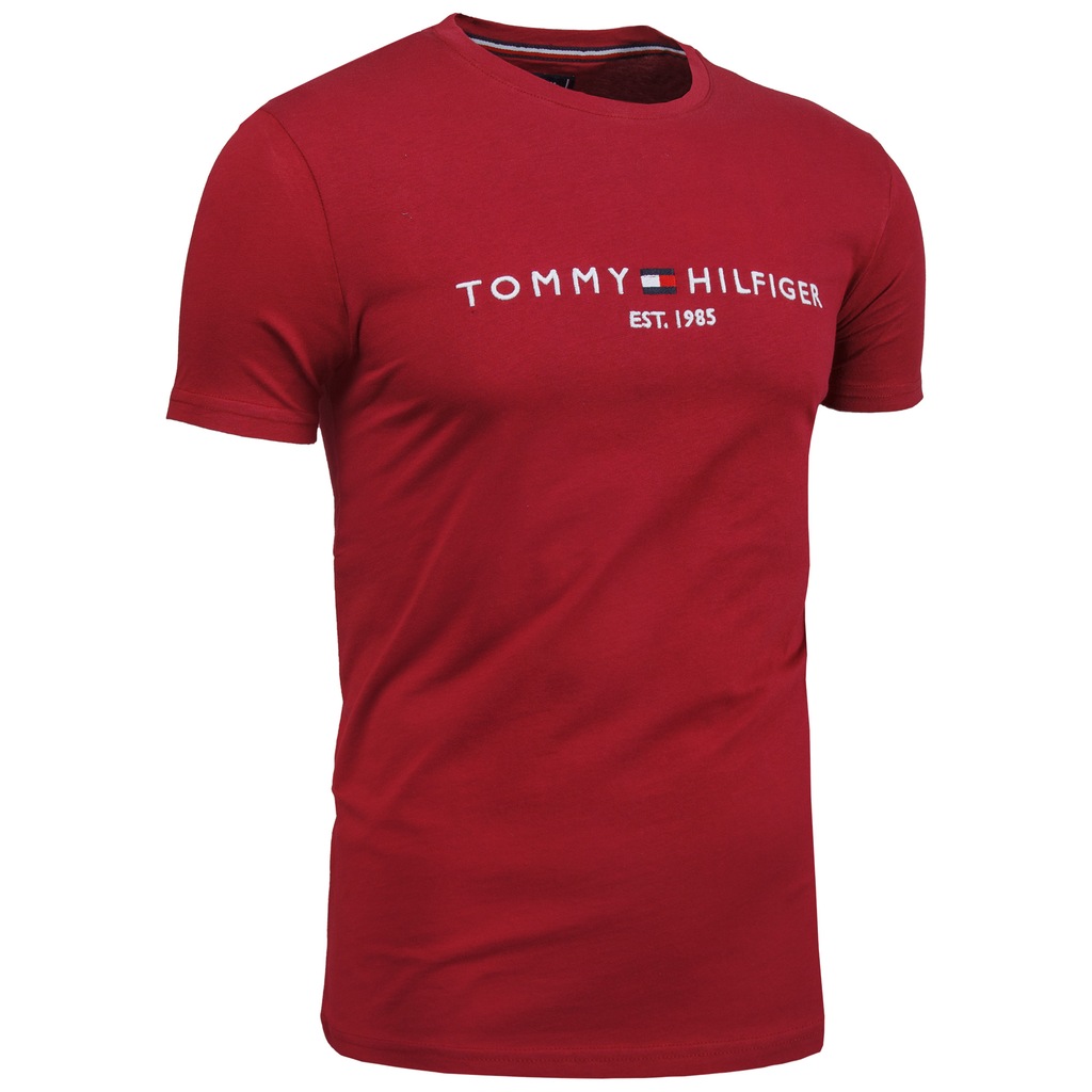 KOSZULKA MĘSKA TOMMY HILFIGER T-SHIRT BORDO S