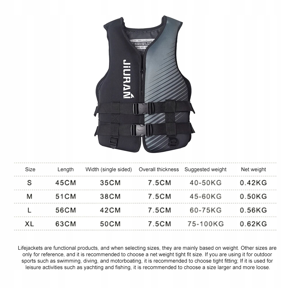 Neoprene Drifting Safety Vest Adjustable Adult Children Buoyancy Survival