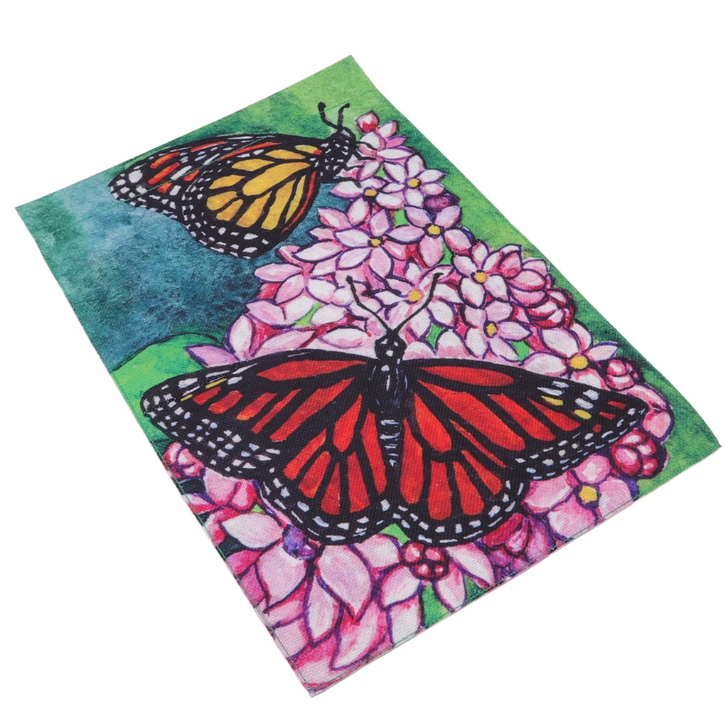 Butterfly Garden Flag Imitacja konopi Żywe kolory