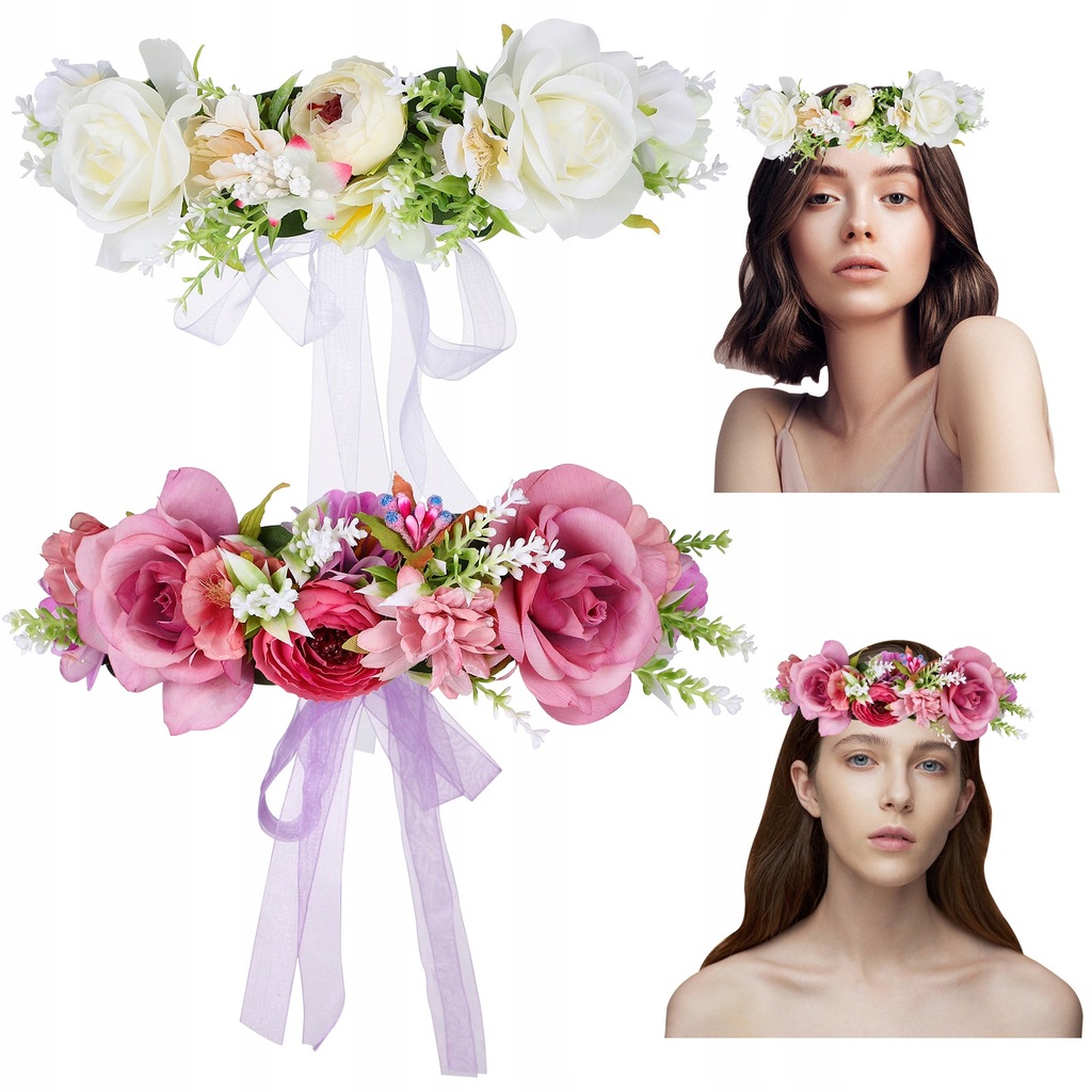 Headband Garland Bridal Flower 2 Pcs