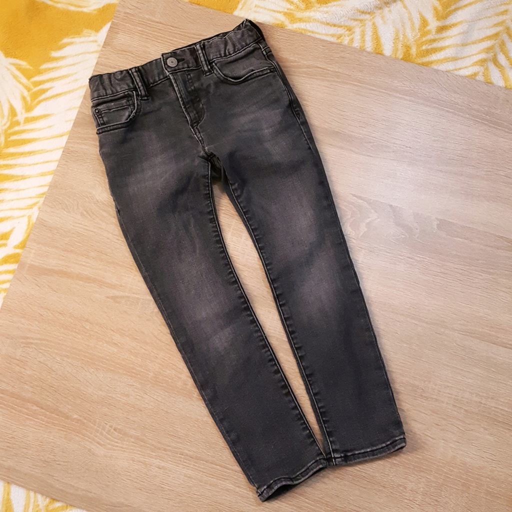 grafitowe jeansowe spodnie rurki 7 lat 122