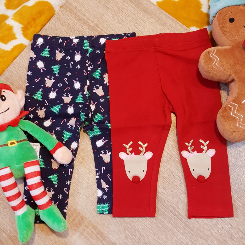 dwupak świąteczne legginsy z reniferkami 6-9 m 74