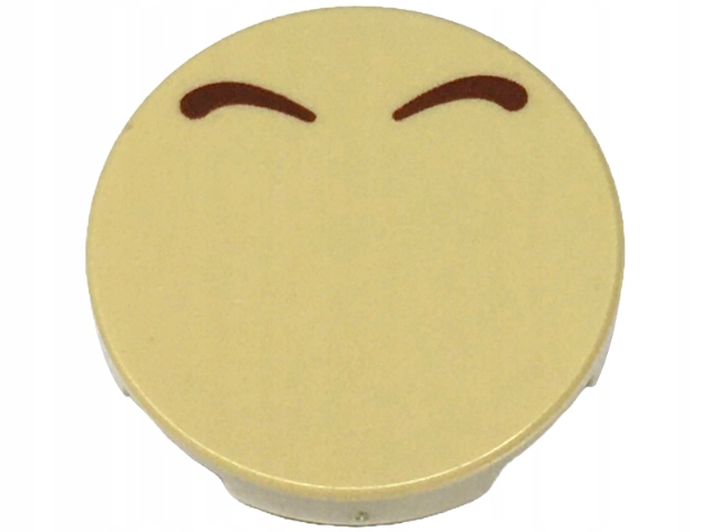 1x [Used] LEGO 14769pb347 Tan Tile, Round 2 x 2 with Bottom Stud Holder wit
