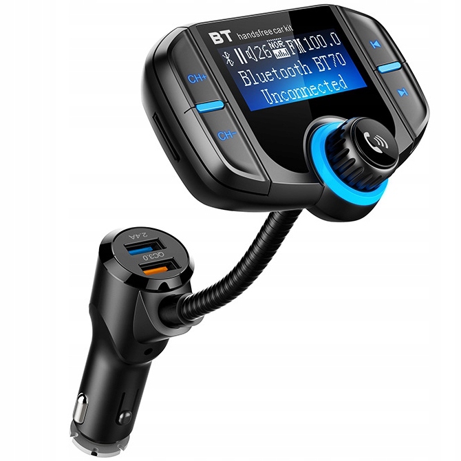 TRANSMITER FM BLUETOOTH ŁADOWARKA 2xUSB QC 12/24V