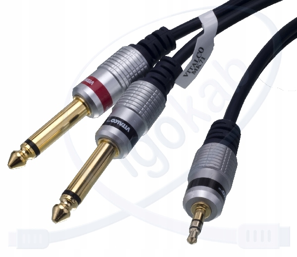 Kabel wtyk mini Jack3,5stero/2xwtyk duży Jack6,3mn