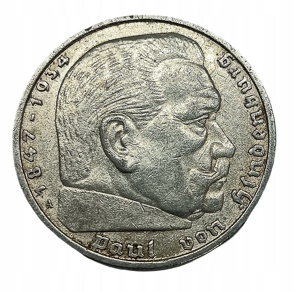 Srebrna moneta 5 Marek, Paul von Hindenburg, 1935
