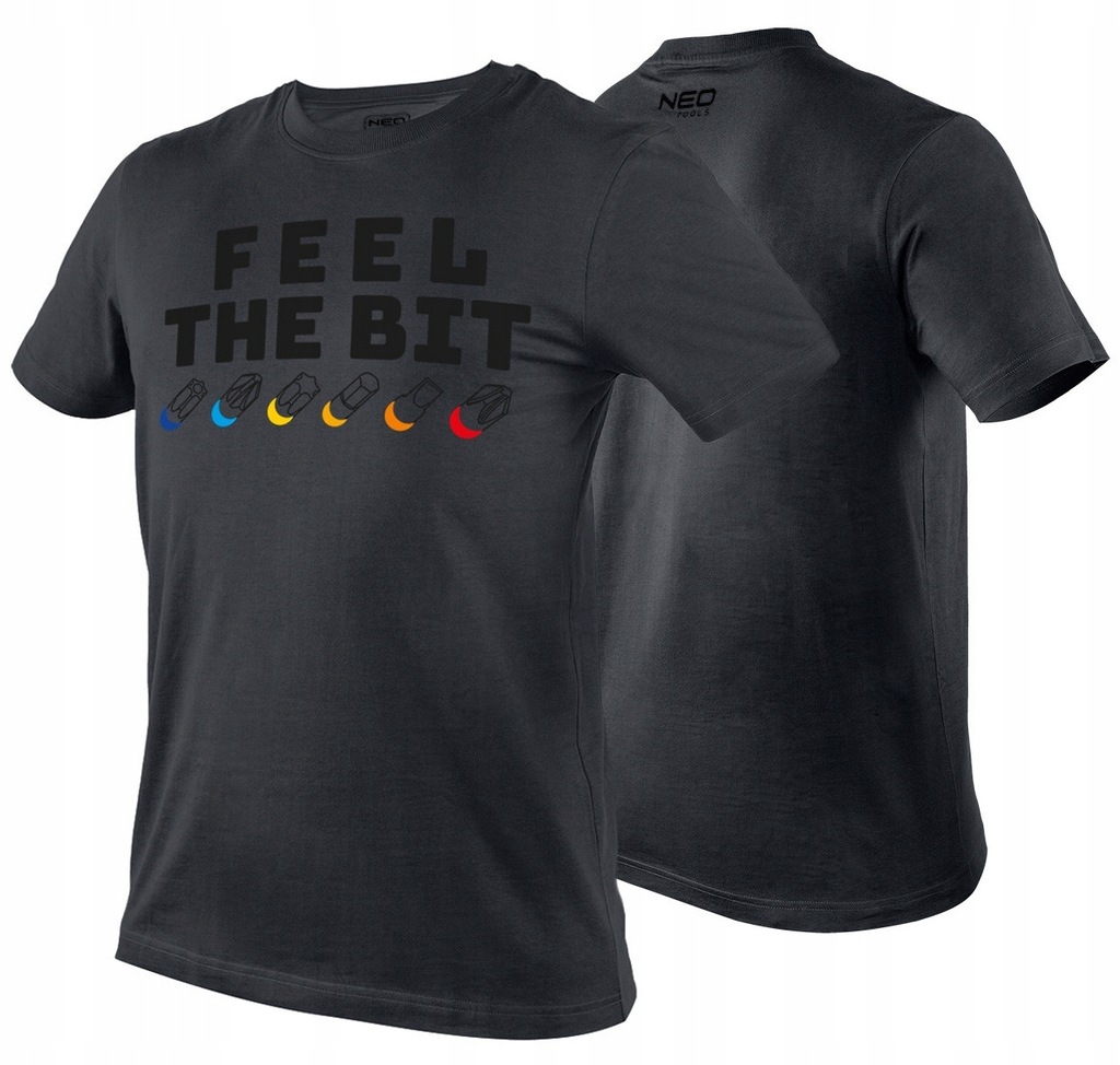 2 x T-SHIRT Z NADRUKIEM FEEL THE BIT ROZMIAR XXL 81-641-XXL NEO TOOLS