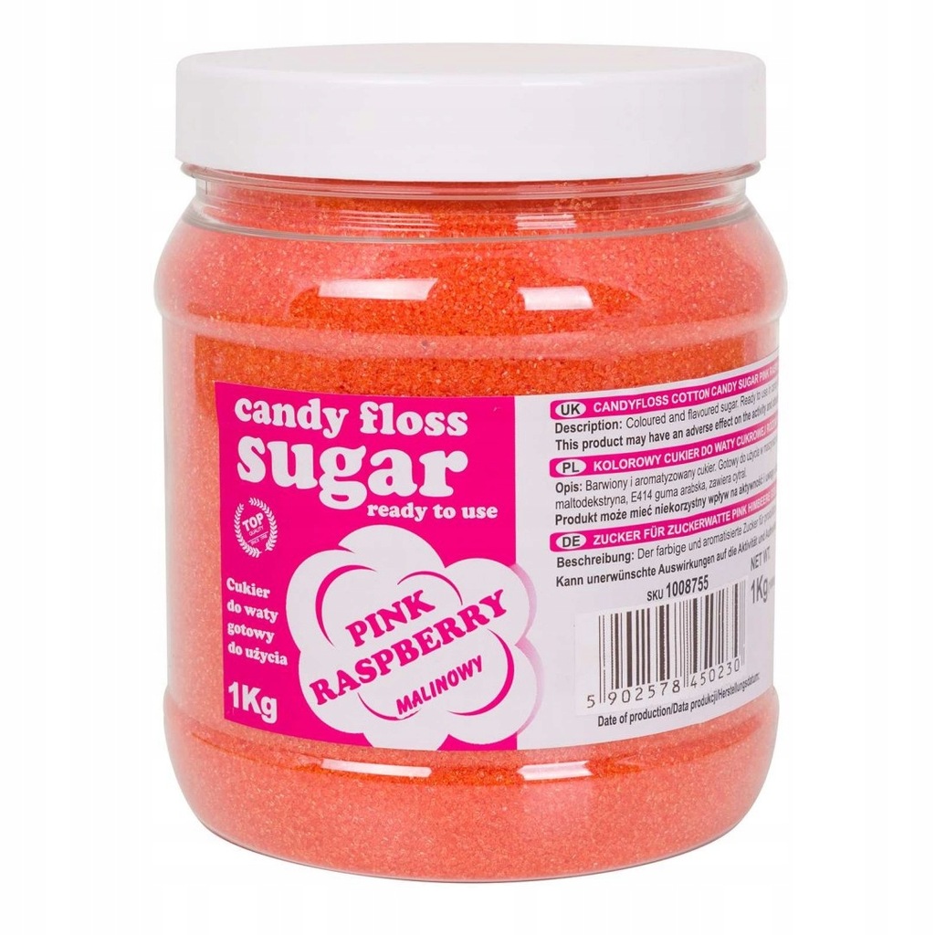 Kolorowy cukier do waty cukrowej różowy o smaku ma