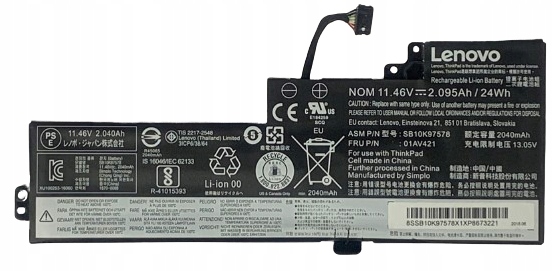 Bateria Lenovo ThinkPad T470 T480 SB10K97578 2040mAh 13.05V 807