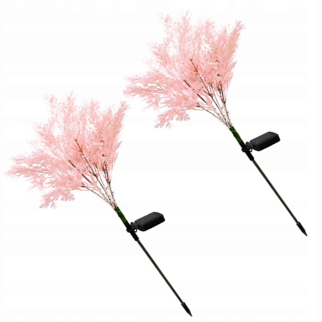 2 Pieces Solar Garden Simulated Rime Lamp Easy to Install Long Working Pink