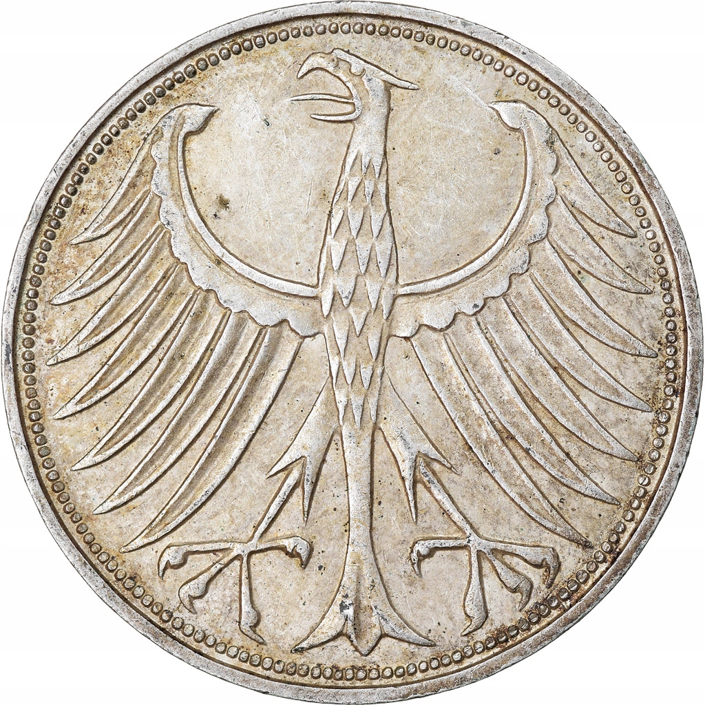 Moneta, Niemcy - RFN, 5 Mark, 1965, Stuttgart, EF(