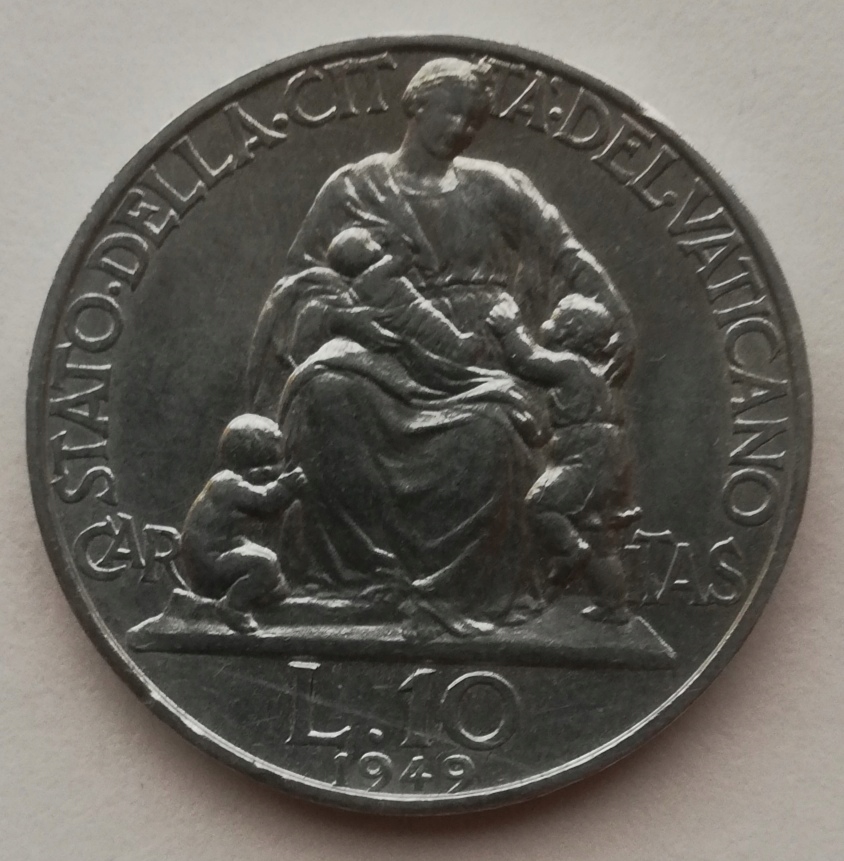 Watykan 10 lirów 1949