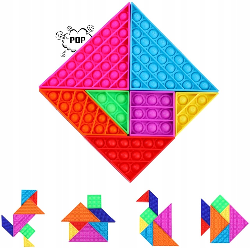 Push Bubble Pop It Fidget Sensory Toy Tangram