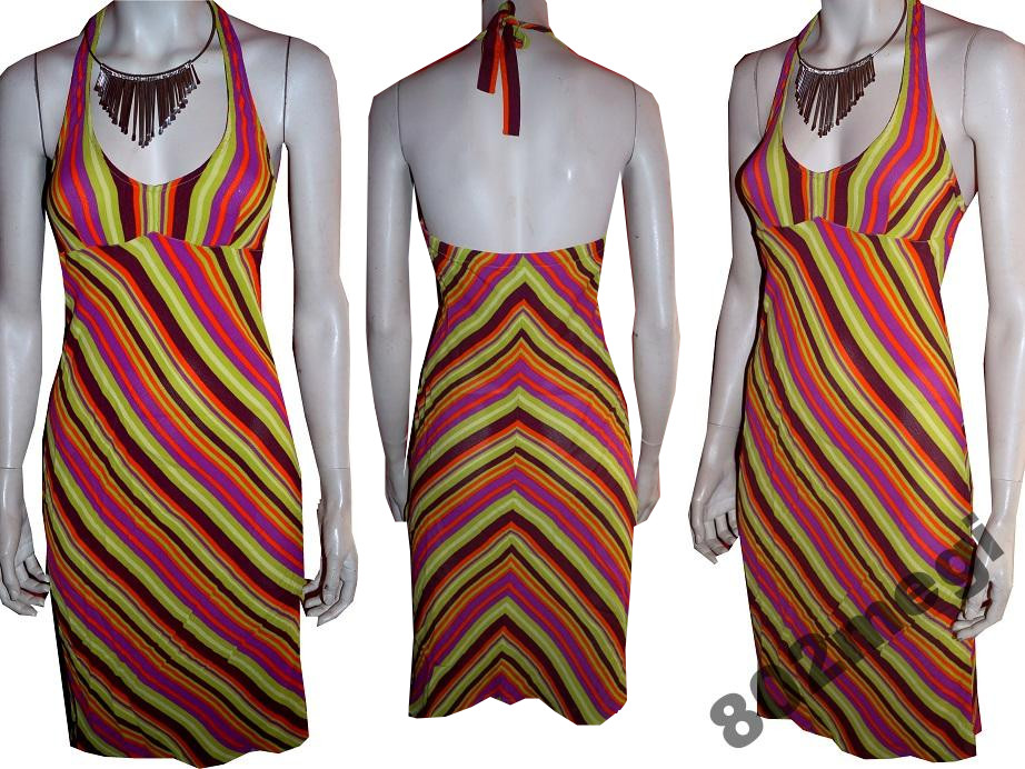 H&M oryginalna sukienka neon paski S 34-36