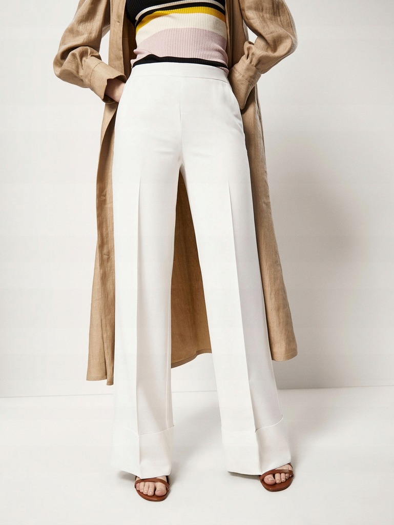 Massimo Dutti eleganckie spodnie białe ecru 38