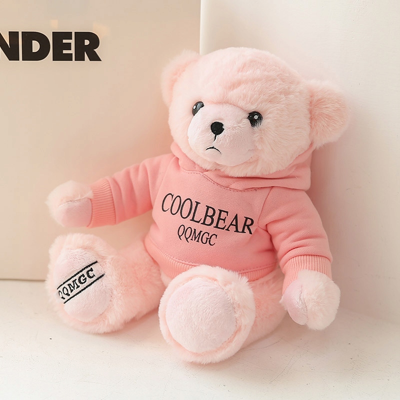 Plush Teddy Bear Pink With Sweater Stuffed