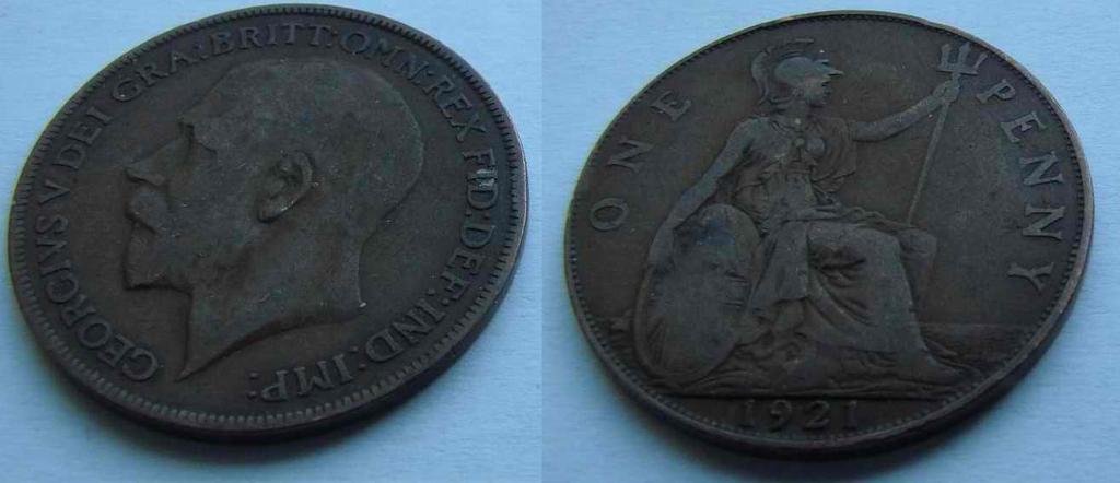 JEDEN PENS - ONE PENNY - ANGLIA - 1921 rok